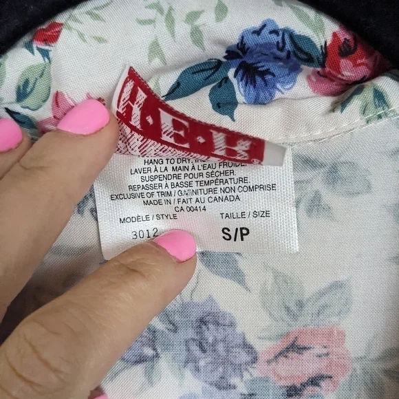 Vintage 90s Button Down Tie Front Cropped Blouse Top small - Picture 6 of 7